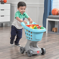 Little Helper’s Cart & Shopping Set™ - Light Blue boy pushing filled shopping cart