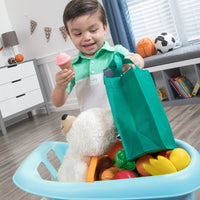 Little Helper’s Cart & Shopping Set™ - Light Blue boy loading cart