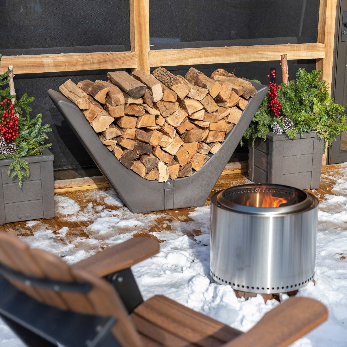 Wood discount fire rack